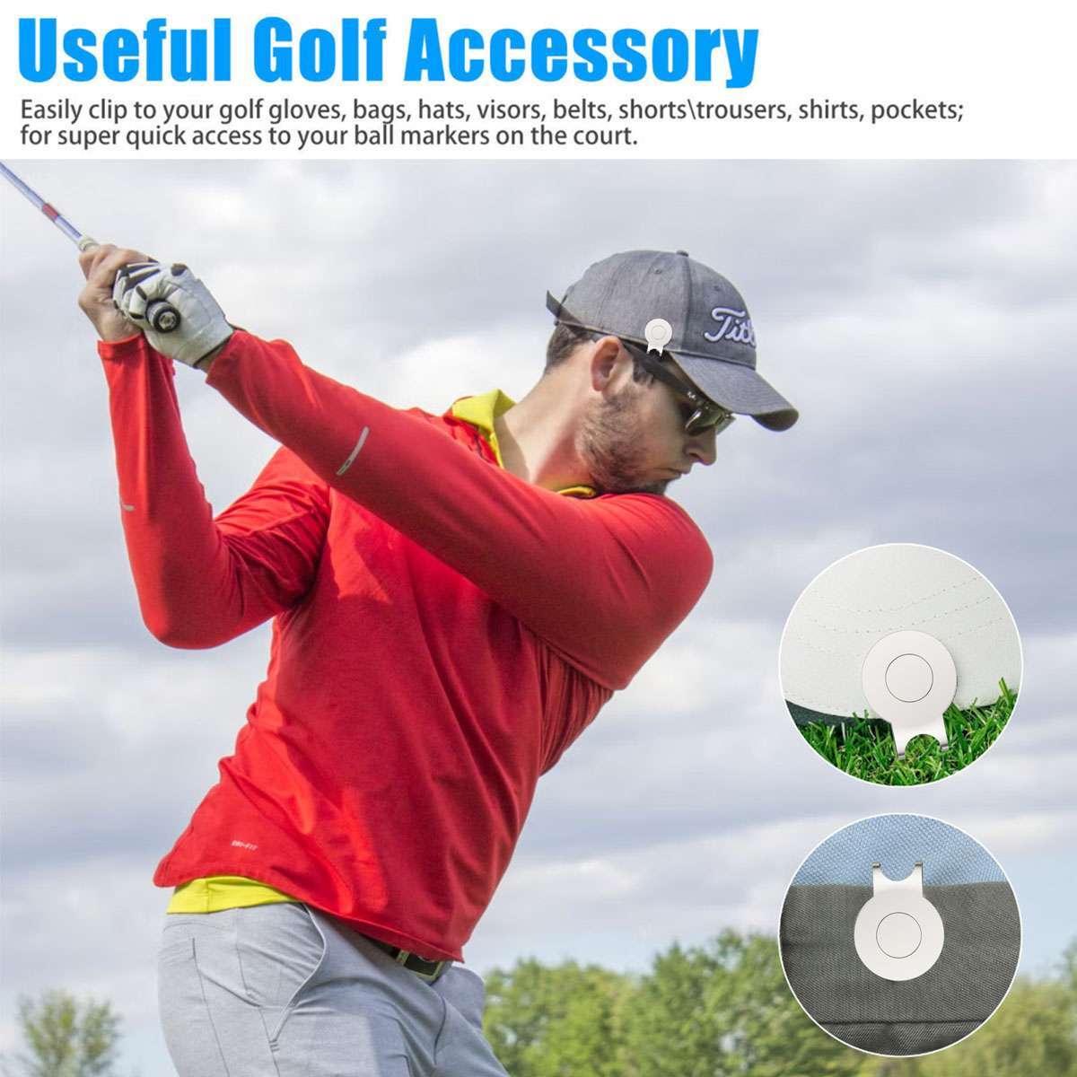 Magnetic Golf Hat Clip with Ball Marker - Durable Zinc Alloy, Multiple Quantity Options