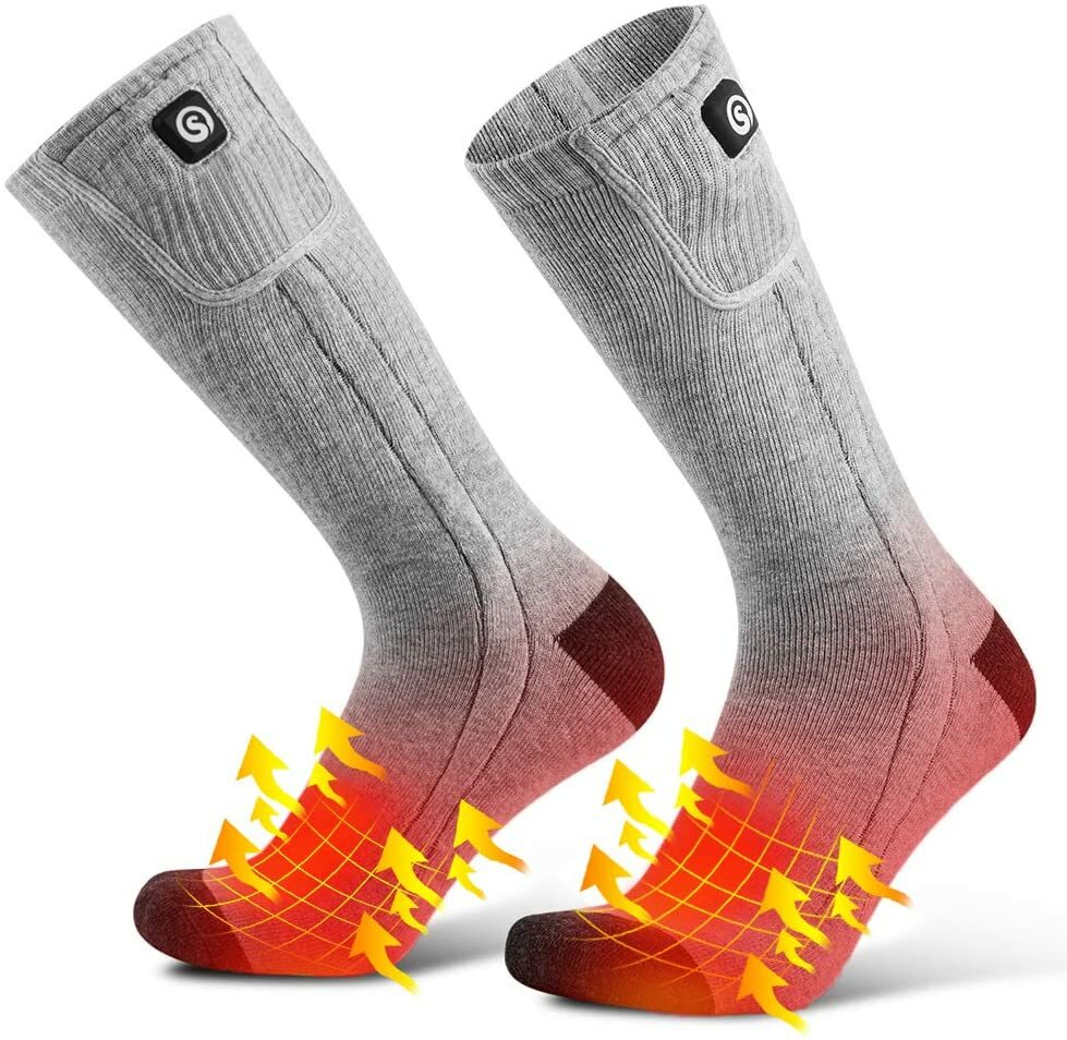 Rechargeable Heated Socks for Men Women - Thermal Electric Foot Warmer for Hiking Camping