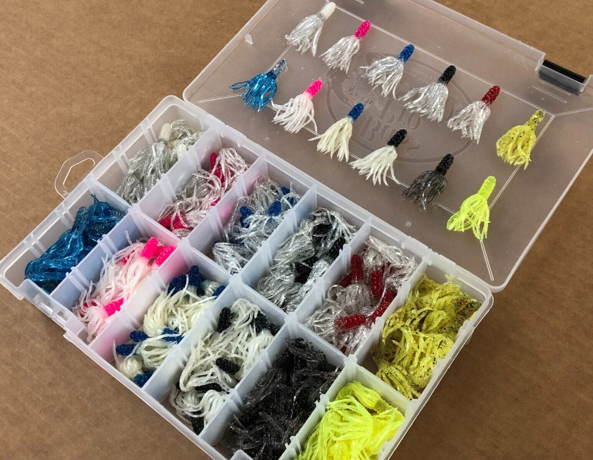 180 Piece Crappie Fishing Lure Kit with Flared Skirt Soft Plastics
