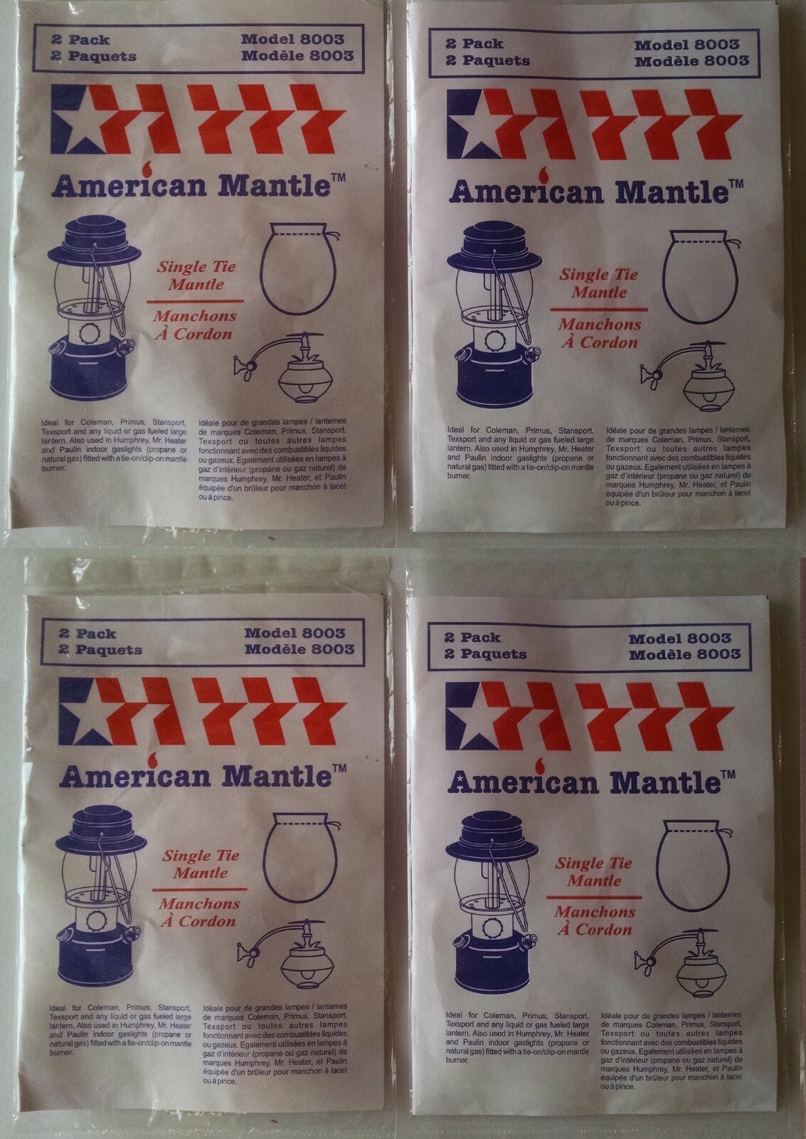 Gas Light Mantles for Humphrey, Mr. Heater, Lanterns - 8 Pack