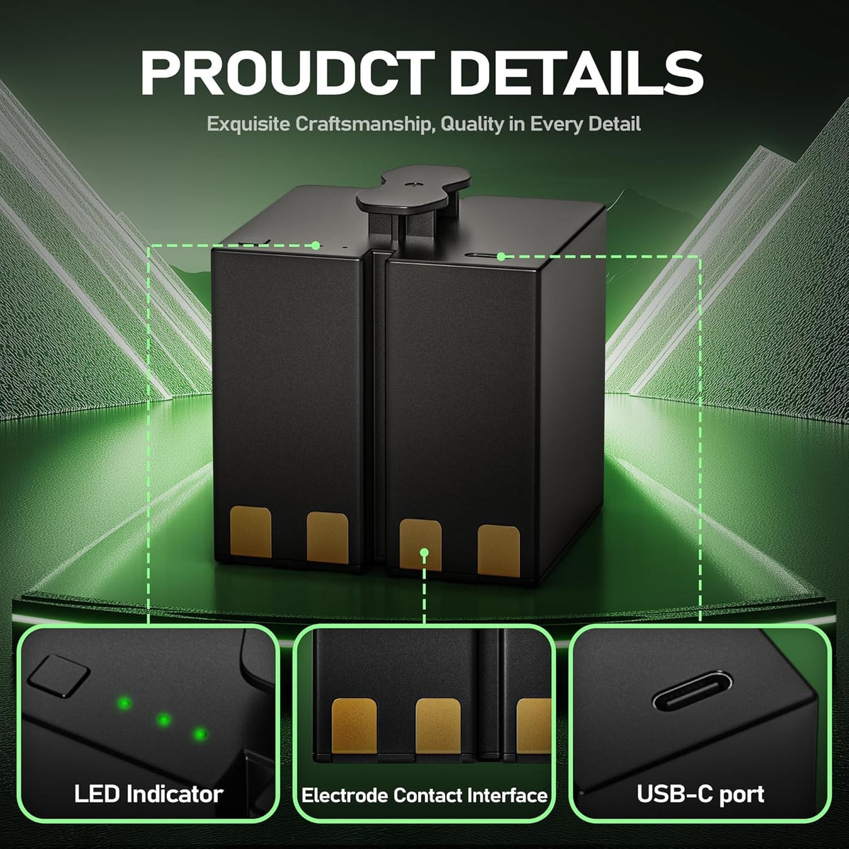 2-Pack Rechargeable Camera Batteries for Trail Cameras - 6500mAh