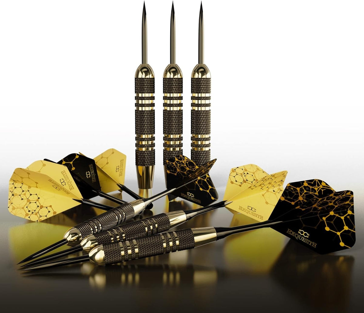 Steel Tip Darts Set – 6x 22g Brass Barrels, Aluminum Shafts, Steel Tips