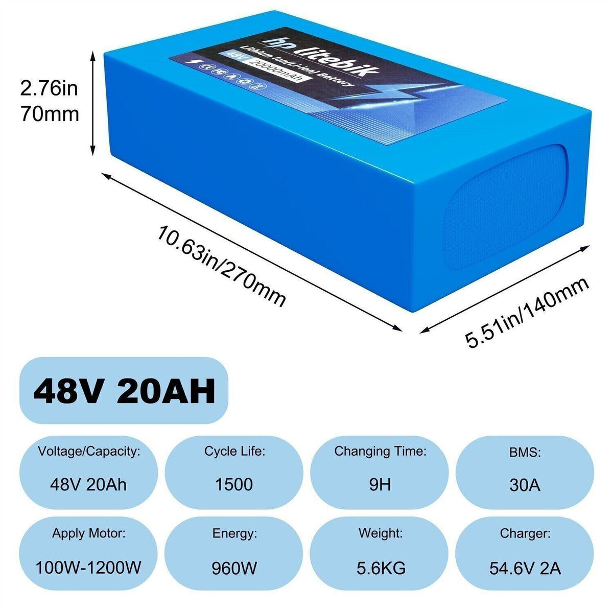 Electric Bike Battery 36V-72V for E-Scooter & Bicycle UL 2271 Certified