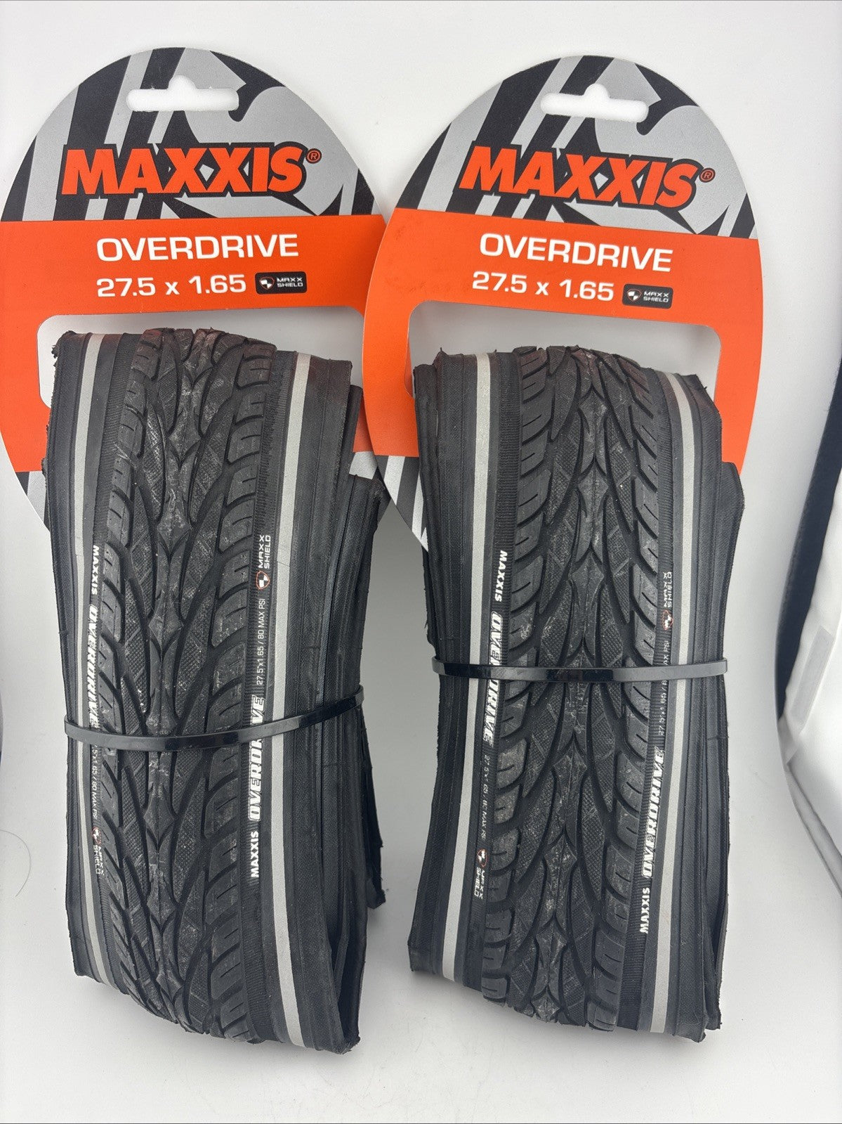 2 Pack 27.5 Inch Bicycle Tires - Maxxis Overdrive 1.65 Width Reflective Road Bike Tires