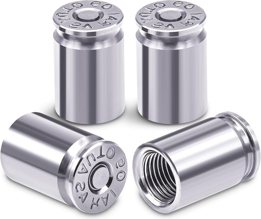 Bullet Style Tire Valve Stem Caps - Aluminum Alloy, Universal Fit, 4 Pack