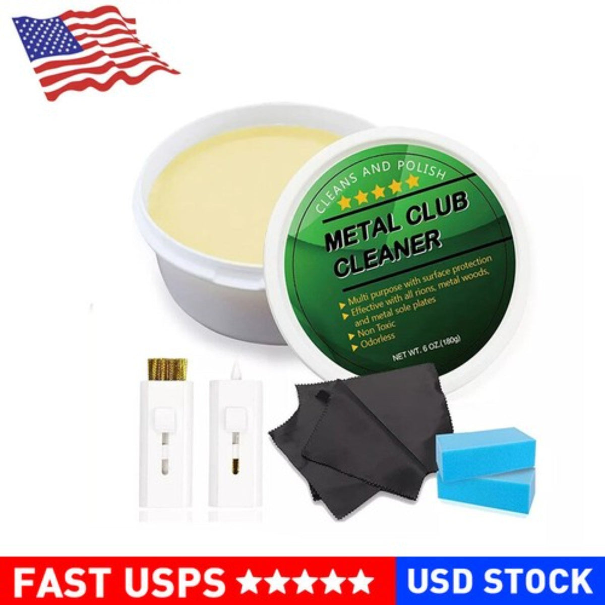 Golf Club Cleaner Kit for Drivers and Irons - Groove Brush Polish & Groove Cleaner