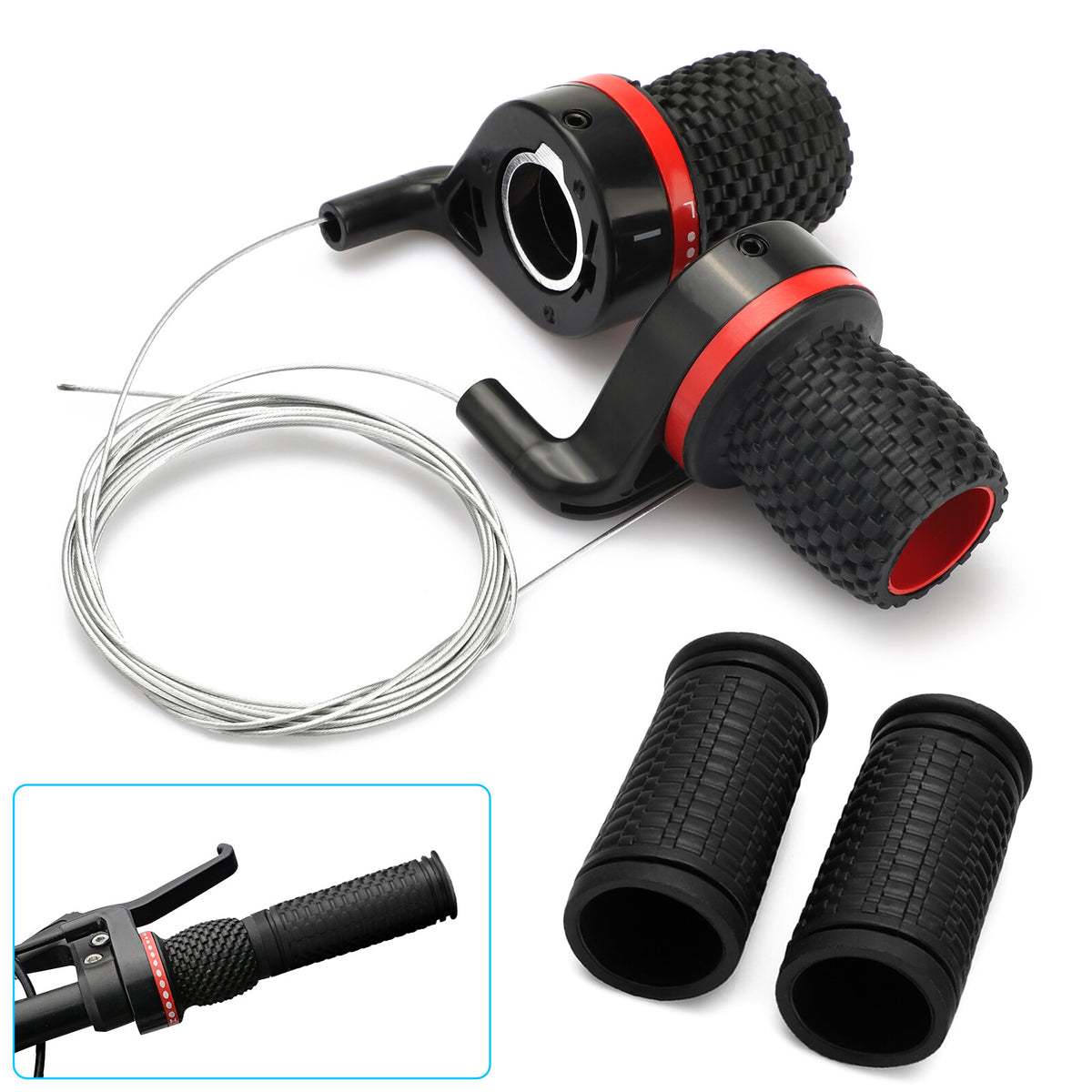 Bike Shift Levers Handlebar Grip Set - Durable Rubber & Easy Installation