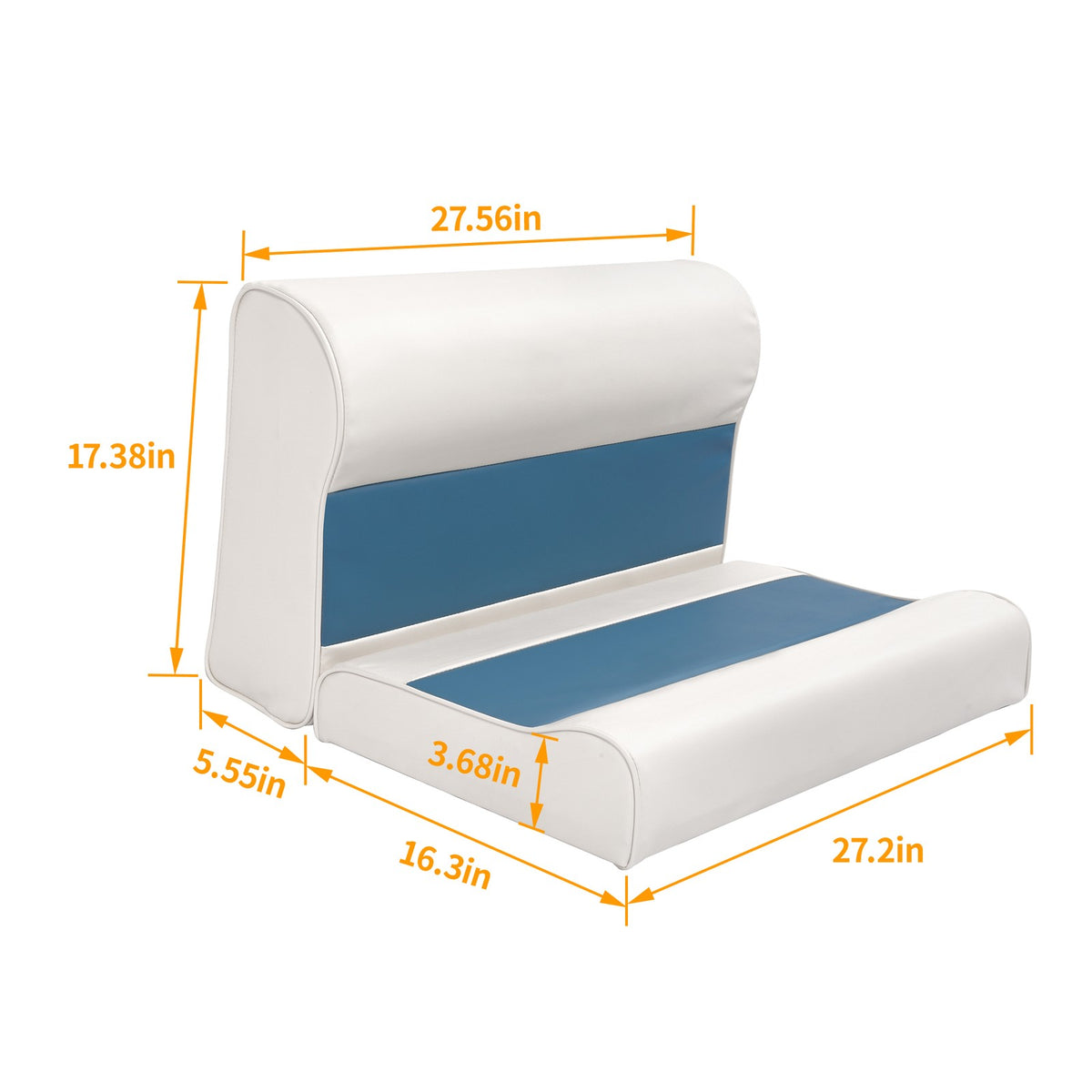28-Inch Pontoon Boat Seat Cushion Set White Navy Blue | Marine Seat Support