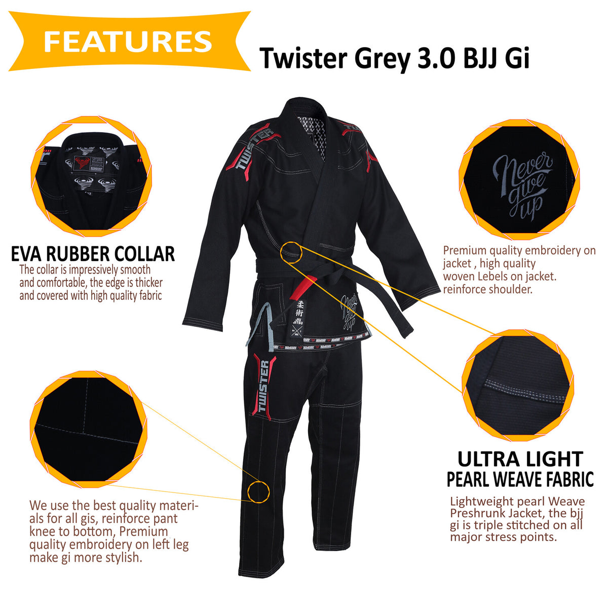 Brazilian Jiu Jitsu Gi with Pearl Wave Design, Martial Arts Uniform for Adults