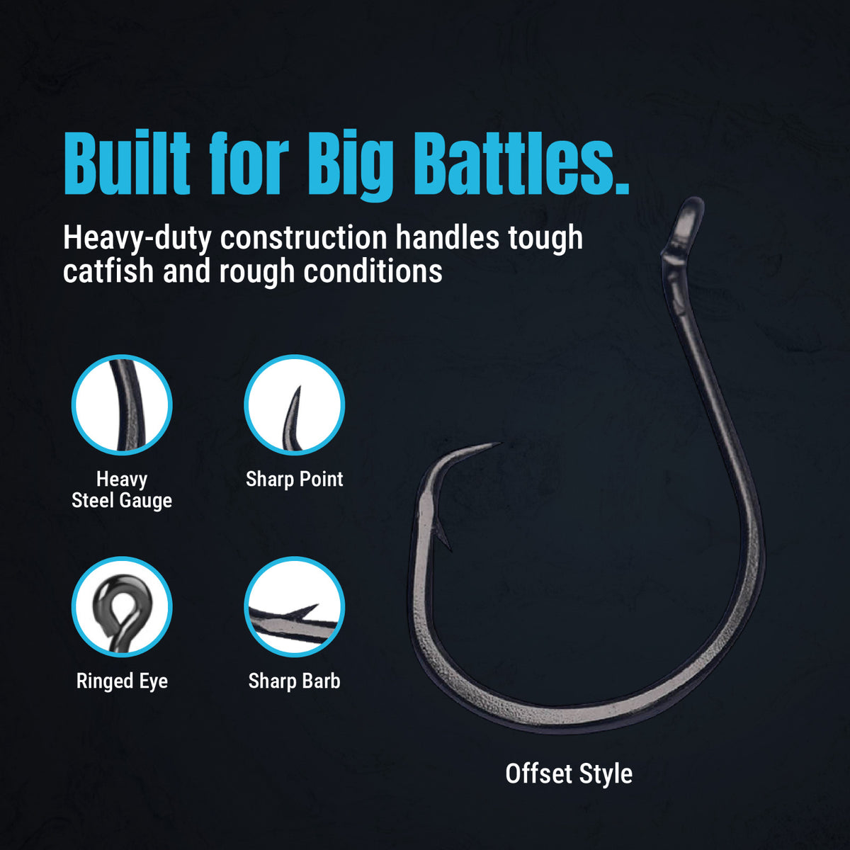 Heavyweight Circle Fishing Hooks - Offset Catfish Hooks for Freshwater and Saltwater - 25 Pack