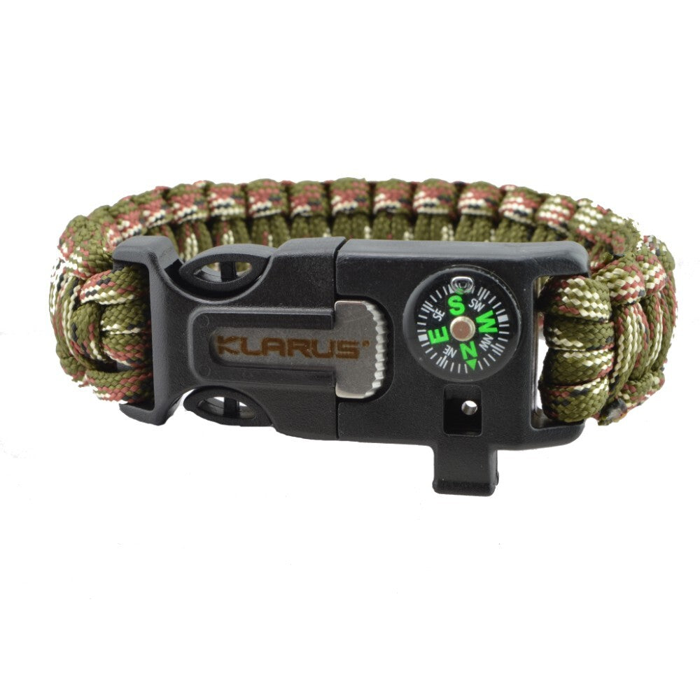 Klarus 5-in-1 Paracord Survival Bracelet with Compass Whistle Flint