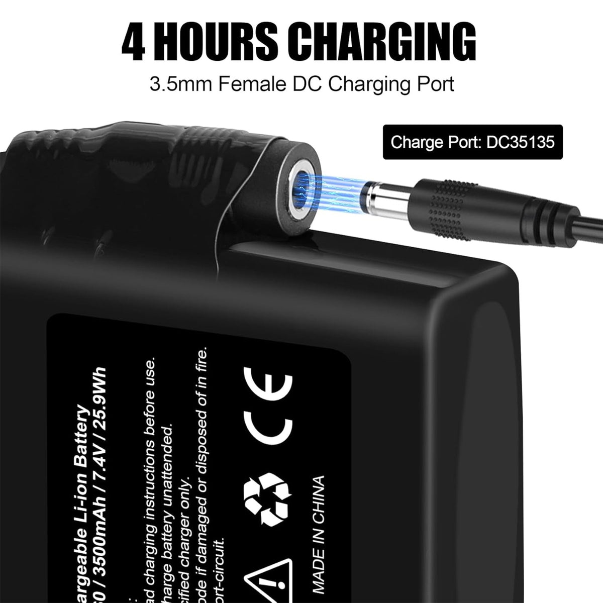 Rechargeable 7.4V 3500mAh Battery Pack for Heated Gloves and Socks - 2 Pack