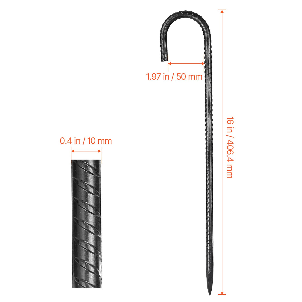 Heavy Duty Galvanized Steel Rebar Stakes 16-Inch 24 Pack Ground Anchors