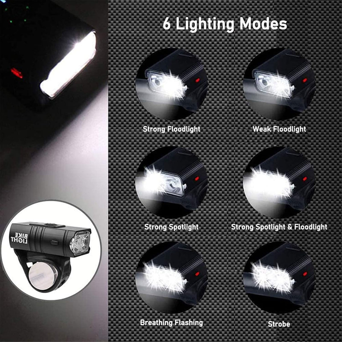 Rechargeable LED Bicycle Front and Rear Light with Horn and Power Bank Function