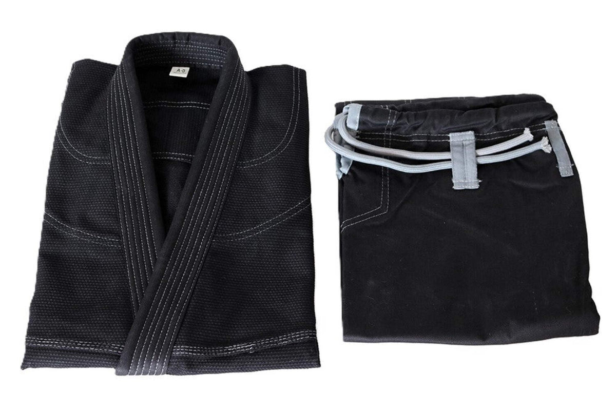 Brazilian Jiu Jitsu Gi Uniform Set with Free Belt - Black and Gray