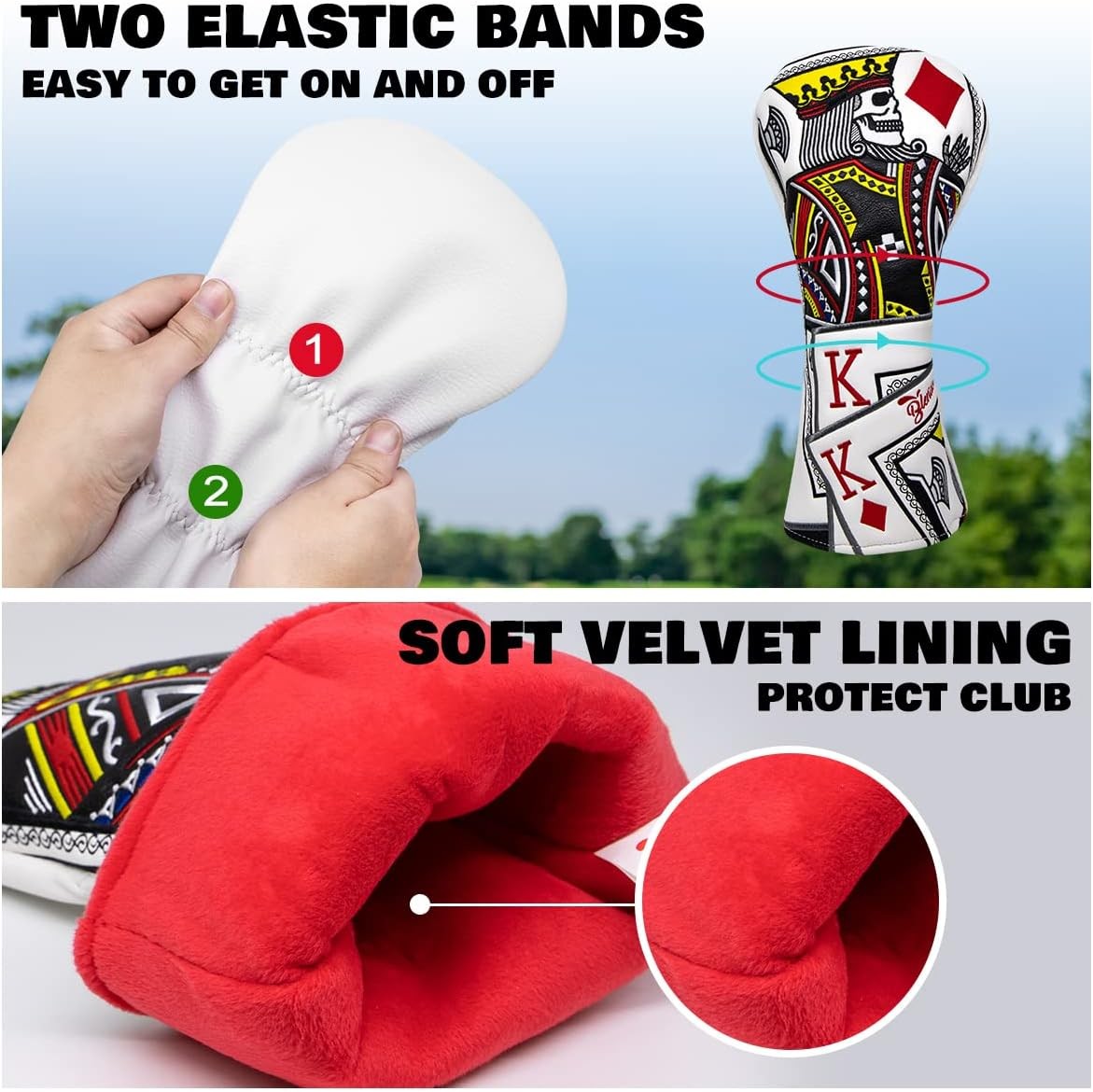 Golf Club Headcover Fairway Cover with Embroidery - Diamond King Design