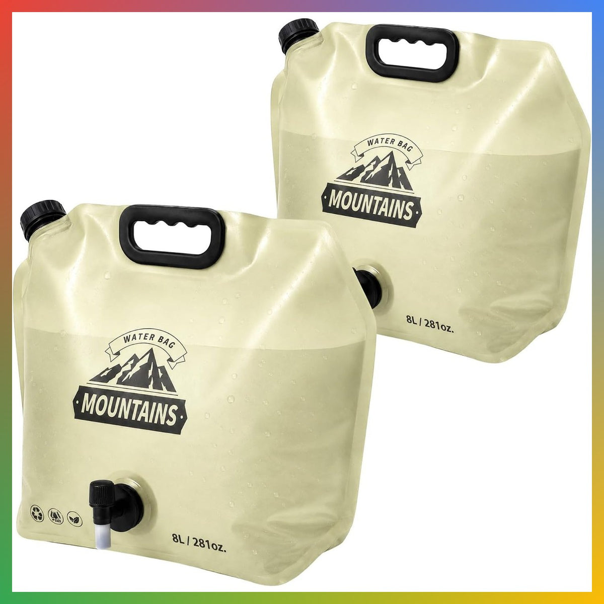 2 Gallon Collapsible Water Container with Spigot for Camping Hiking Portable Leakproof