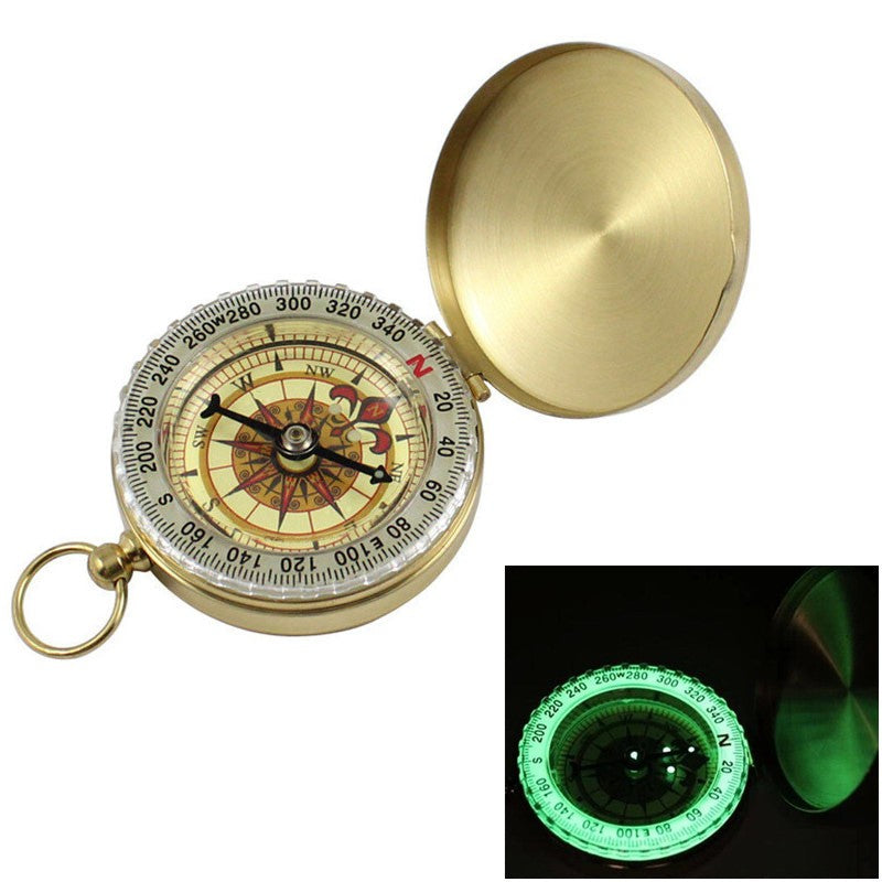 Outdoor Camping Luminous Navigational Compass - Brass Pocket Tool