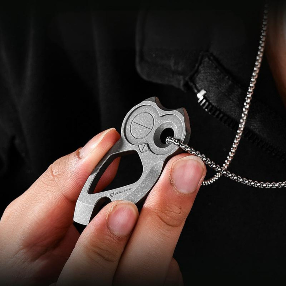 Titanium Multi-Tool Keychain Pry Bar Owl Shape EDC Pocket Tool - Sandblasted or Stonewashed