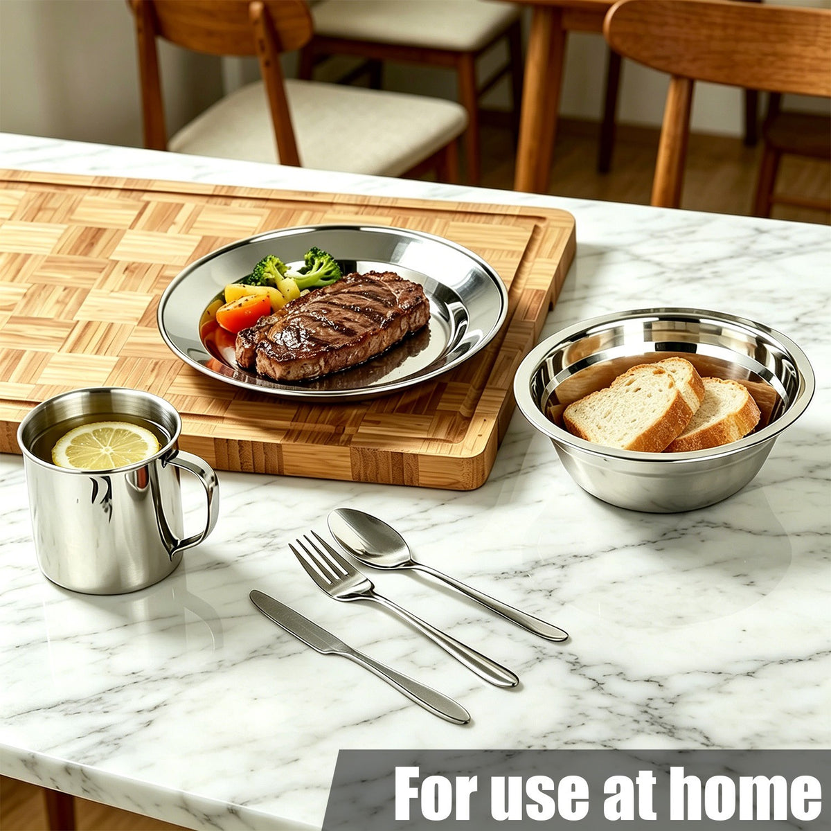 Camping Cookware Mess Set with Non-Stick Plates Bowls Cups - Portable Stainless Steel Kitchen