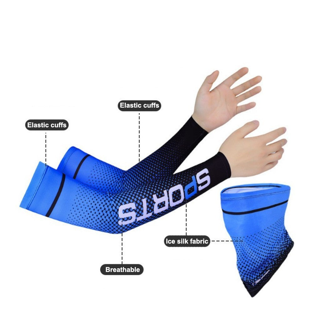 Breathable UV Sun Protection Cooling Arm Sleeves & Face Mask Set