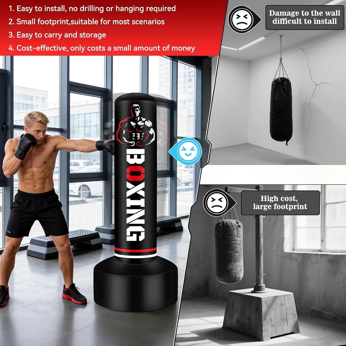 70-Inch Freestanding Boxing Bag for Home Workout Training