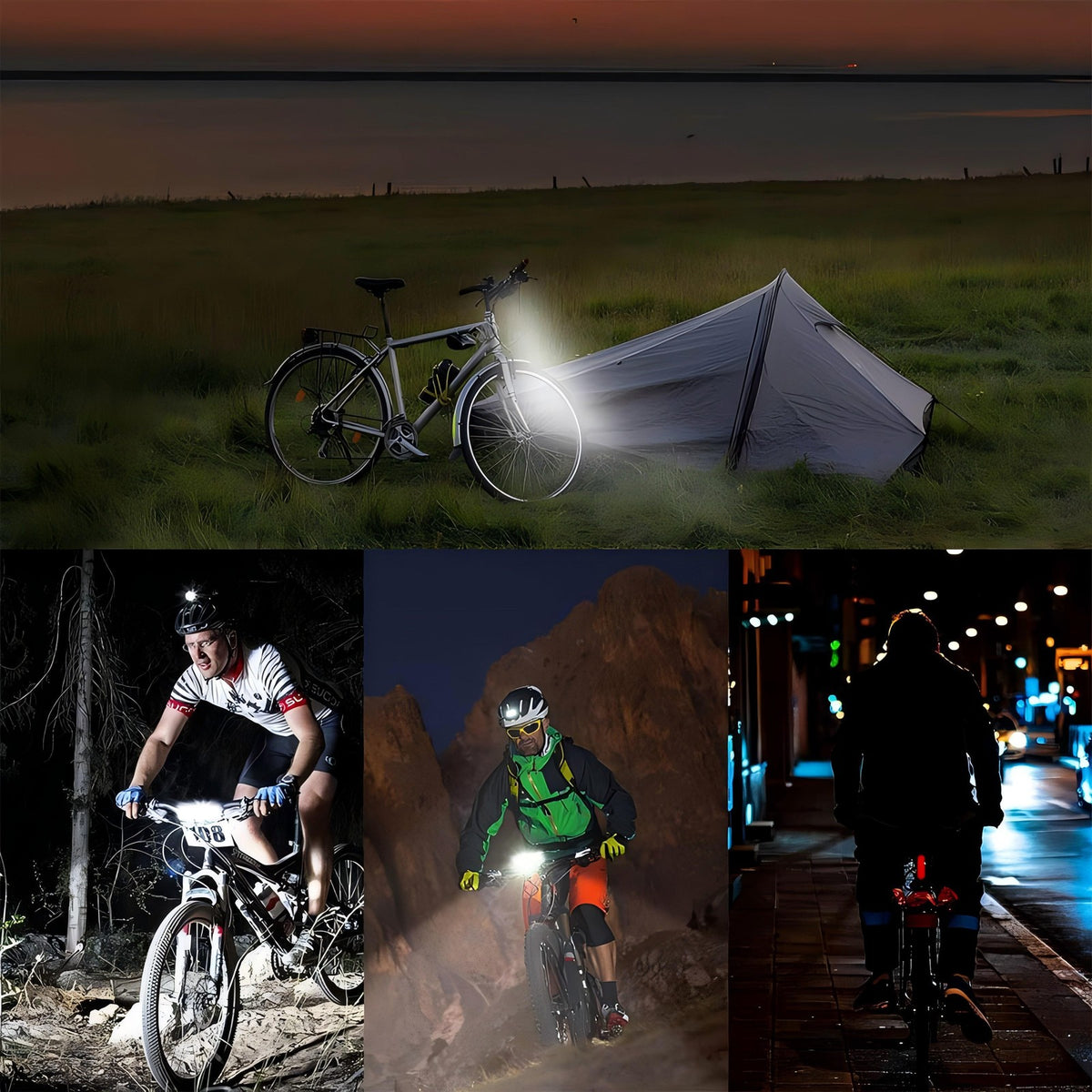 Rechargeable LED Bike Light Set - Waterproof Front Headlights 1000 Lumens