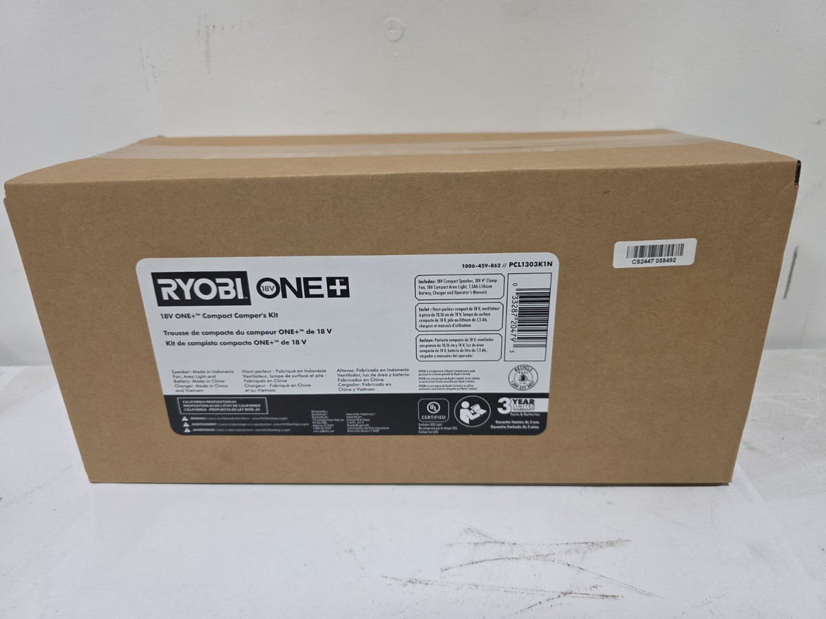 Ryobi ONE+ 18V Cordless Camping Multi-Tool Kit with Lantern, Fan & Battery