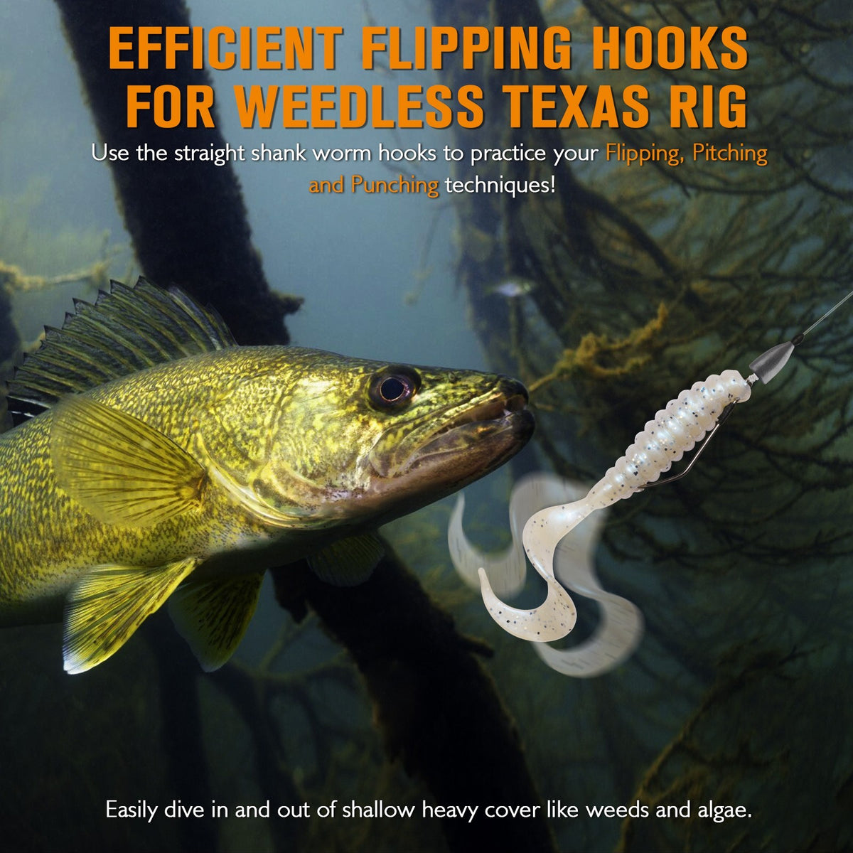 Baitkeeper Worm Hooks 30PCS Saltwater and Freshwater Fishing Hooks