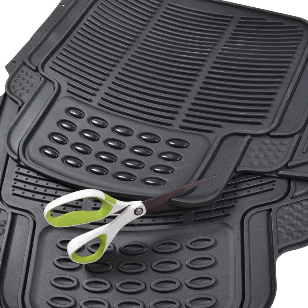 Heavy Duty Rubber Rear Floor Mats for Vehicles - All Weather Trimmable, Non-Slip Protection