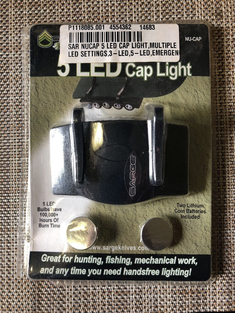 LED Cap Light with 5 Bulbs, Hands-Free Hunting Fishing Work Safety