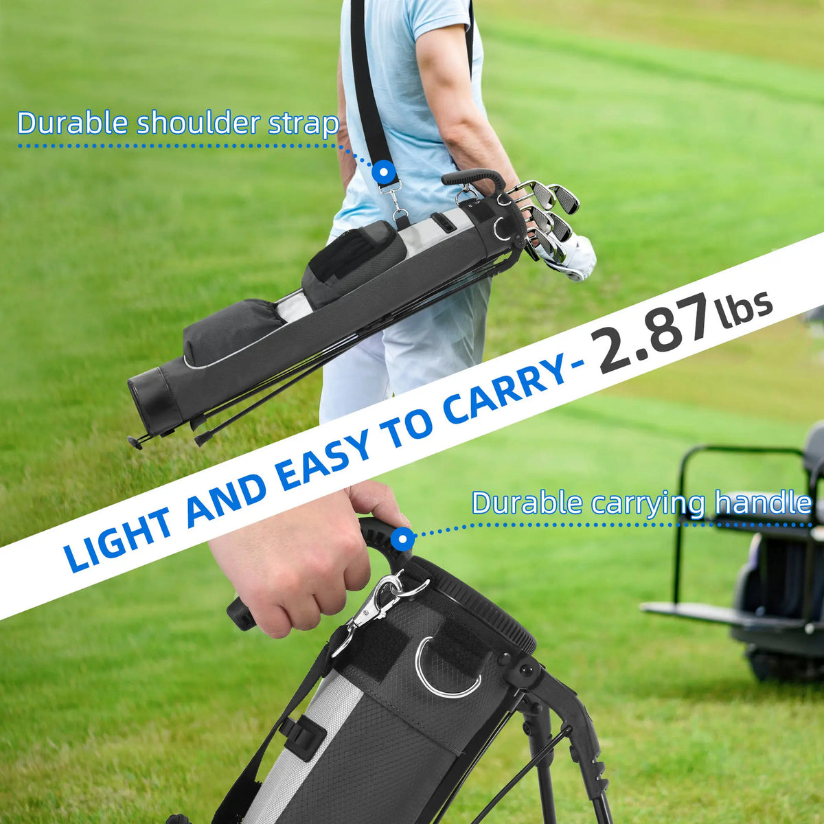 Lightweight Golf Stand Bag with Cooler Pocket, Easy Carry & No-Slip Stand