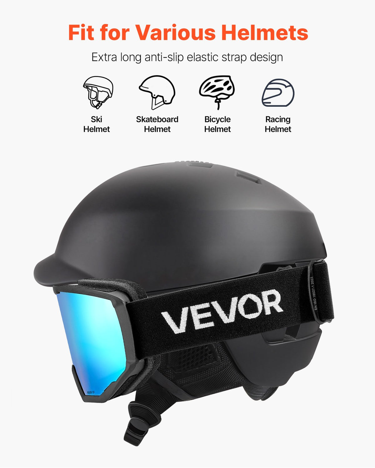 Ski Goggles with Cylindrical Lens & Ice Blue Revo Coating - Snowboard & Ski Gear