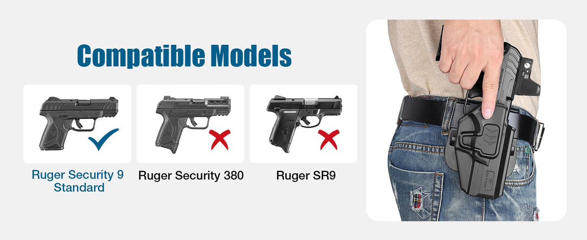Level II Index Finger Release OWB Polymer Holster for Ruger Security 9 Standard
