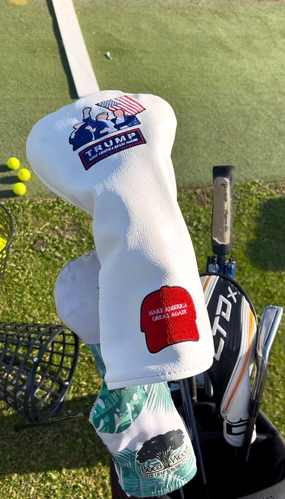 Golf Driver Head Cover - Make America Great Again Donald Trump Embroidered Patriotic Golf Accessory