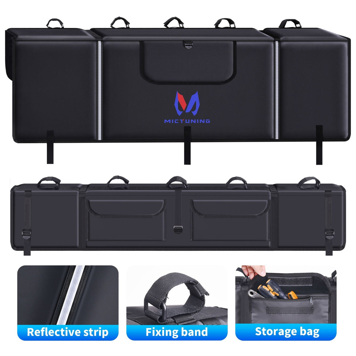 50-Inch Bicycle Tailgate Pad for Pickup Trucks - Fits 5 Bikes, Protective Cover with Tool Pocket