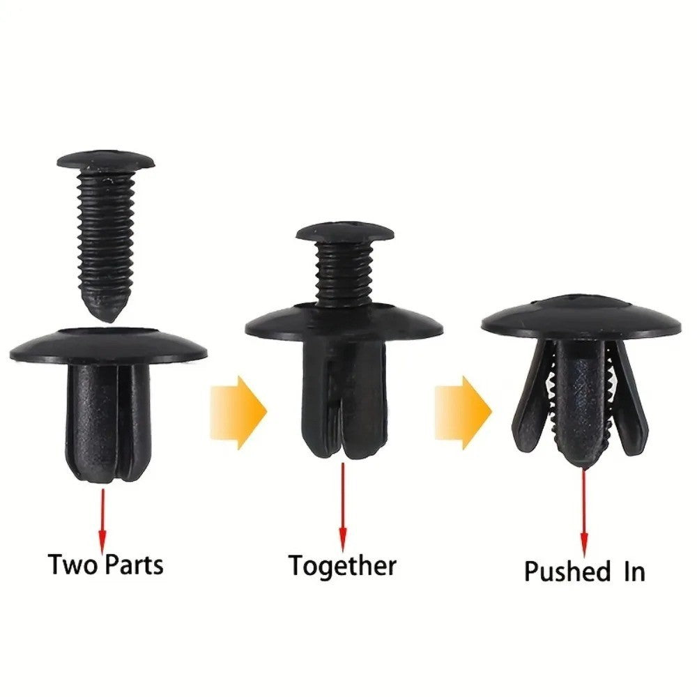 100PCS 8mm Car Plastic Rivets Fastener Clips Bumper Fender Trim