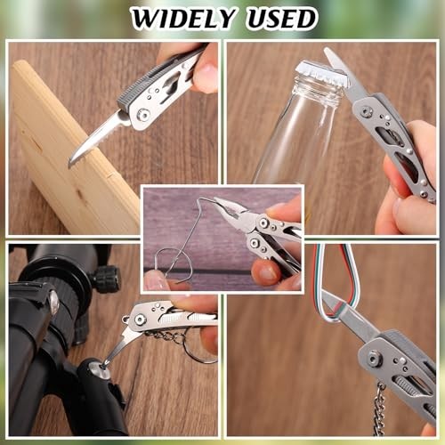 6 Pack Stainless Steel Multitool Pliers Set with Keychain - Foldable Mini Tools