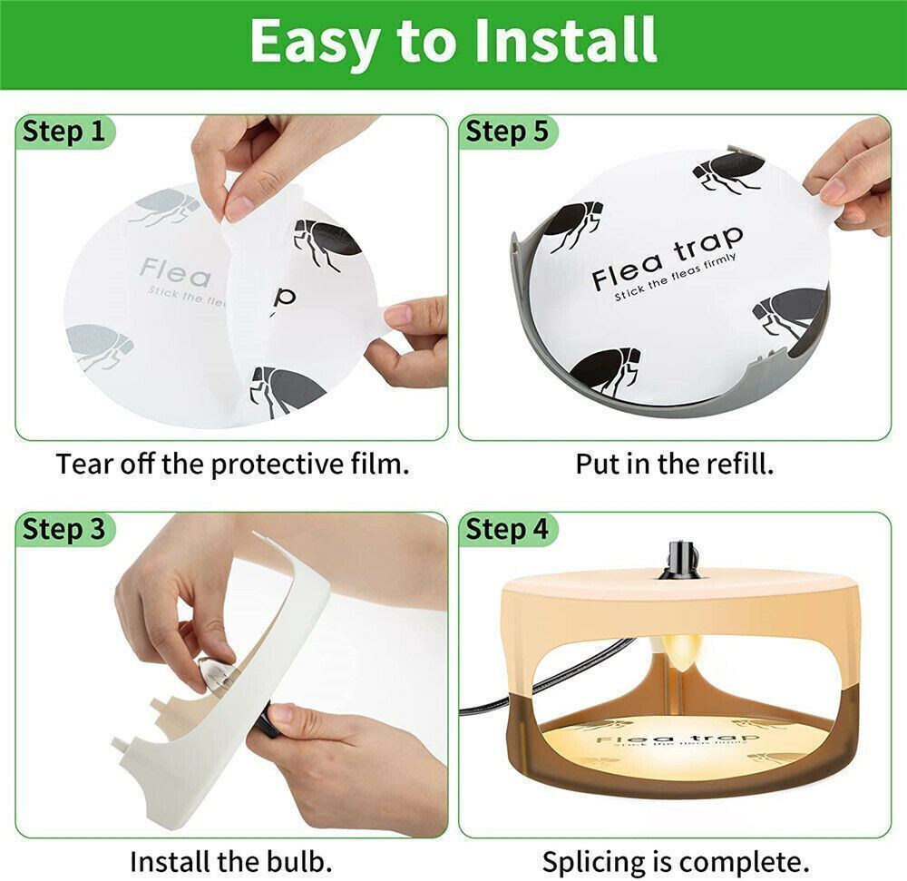 Electric Flea Trap with Sticky Discs and Non-Toxic Lamp Home Pest Control