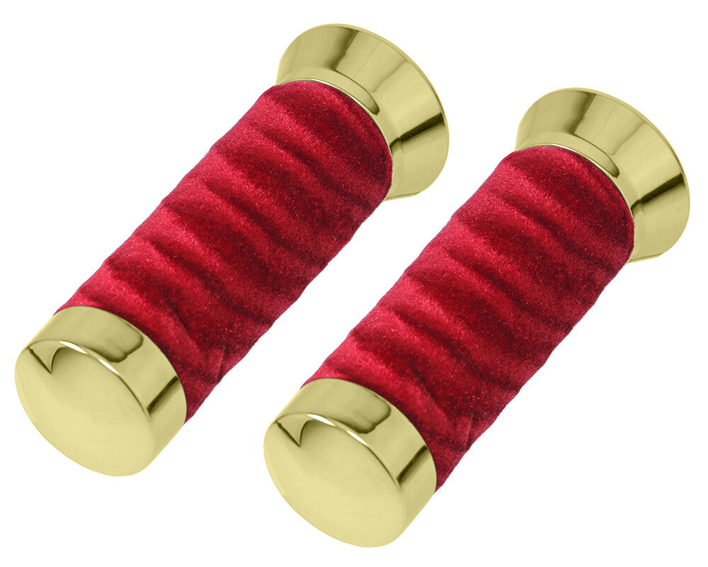 Lowrider Velour Handlebar Grips with Chrome or Gold Caps for Custom Bikes