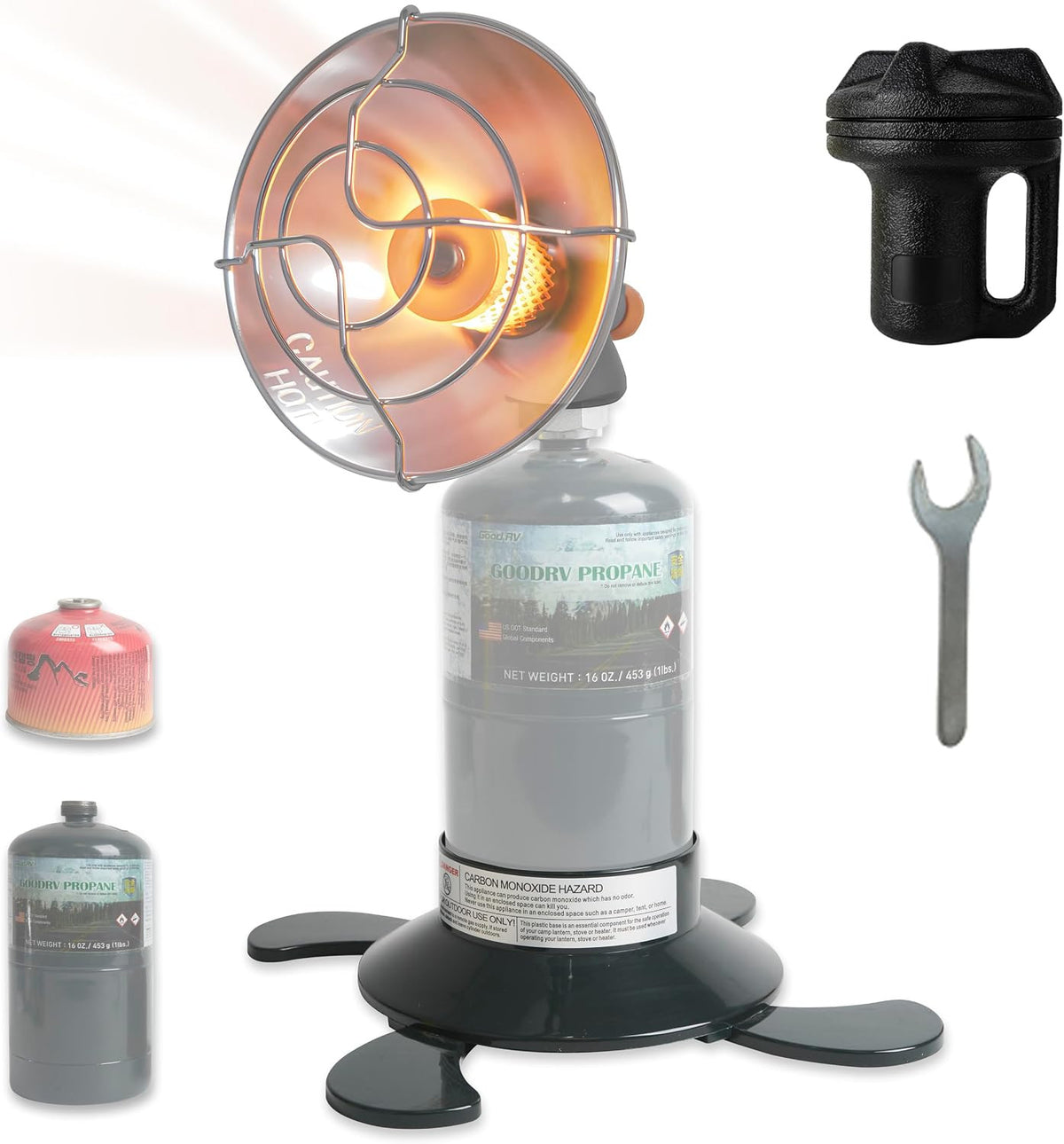 Portable Dual Fuel Propane & Iso-Butane Camping Heater, Self Igniting, 1Lb
