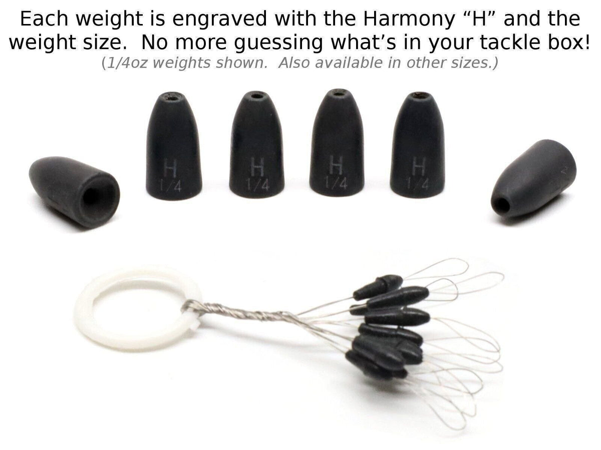 Tungsten Worm Weights for Fishing - Chip-Proof, Includes Weight Pegs, Multiple Sizes
