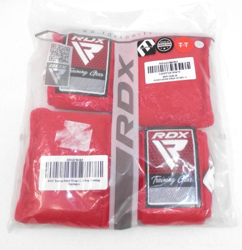 Boxing Hand Wraps Pair - Padded Muay Thai MMA Training Gloves, Medium Red