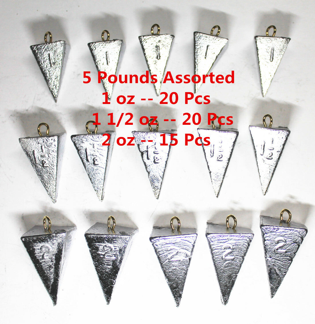 Fishing Sinkers Pyramid Sinkers Assorted Weights 5 LB for Surf Fishing