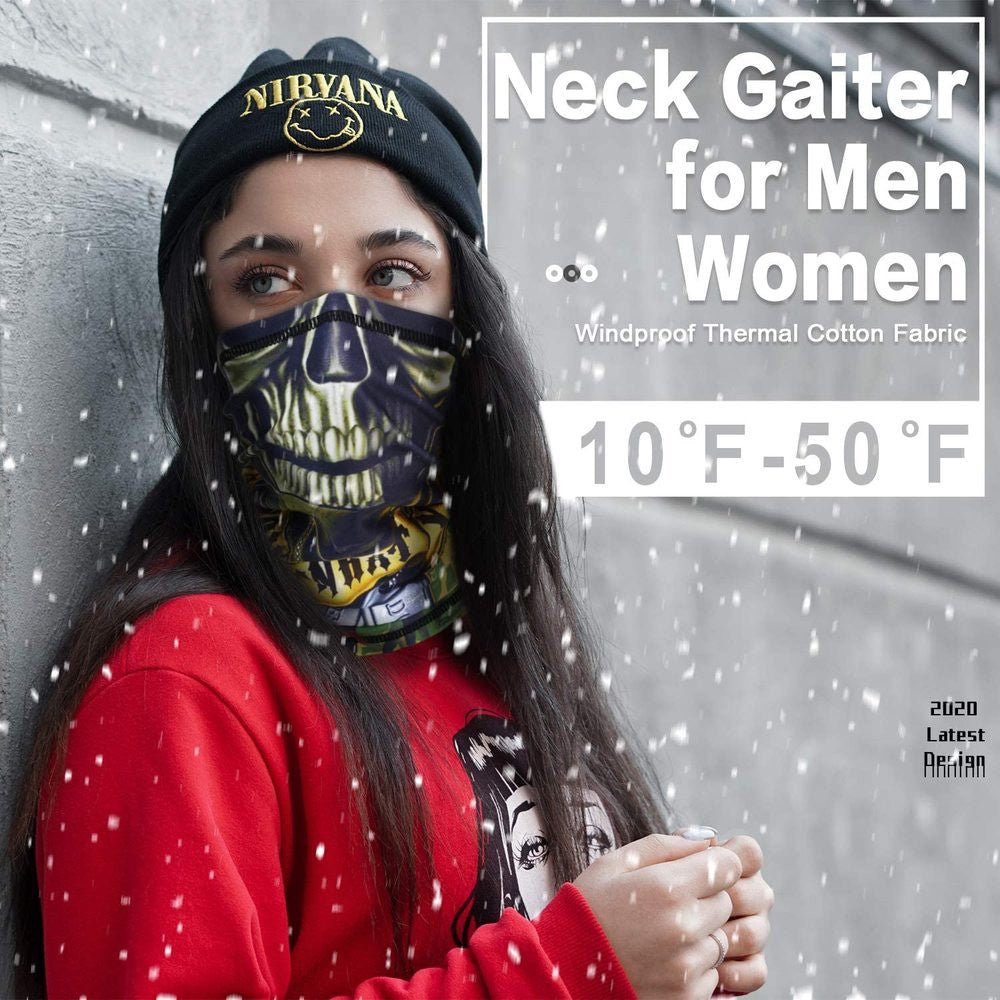 3D Print Fleece Neck Warmer Gaiter Winter Face Mask Scarf for Outdoor Sports