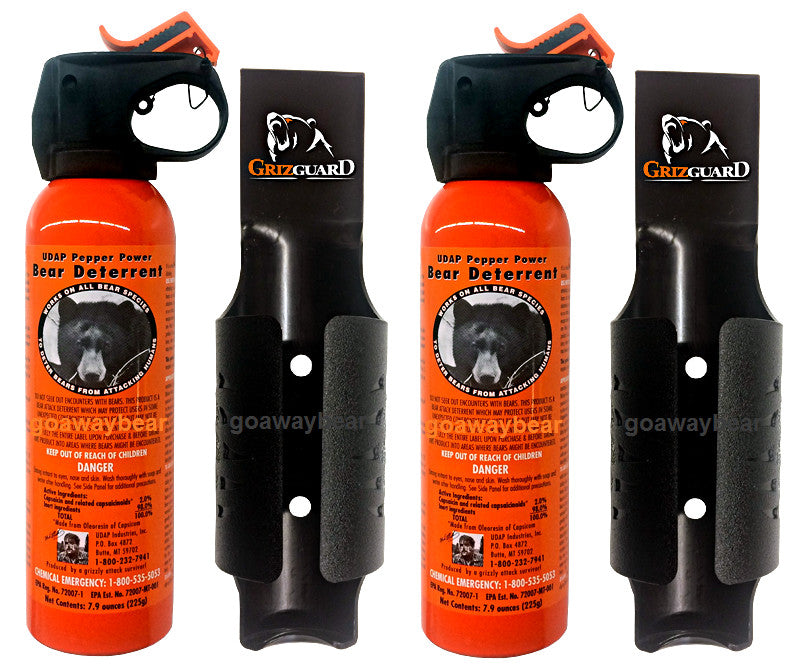 12V Pepper Bear Spray with Holster - 2 Pack, Up to 35 Ft Range, Non-Lethal Deterrent