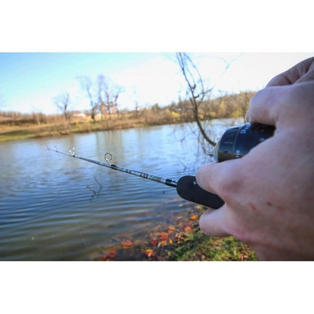 34-Inch Fiberglass Spinning Fishing Combo with Micro Reel and Camo Pattern