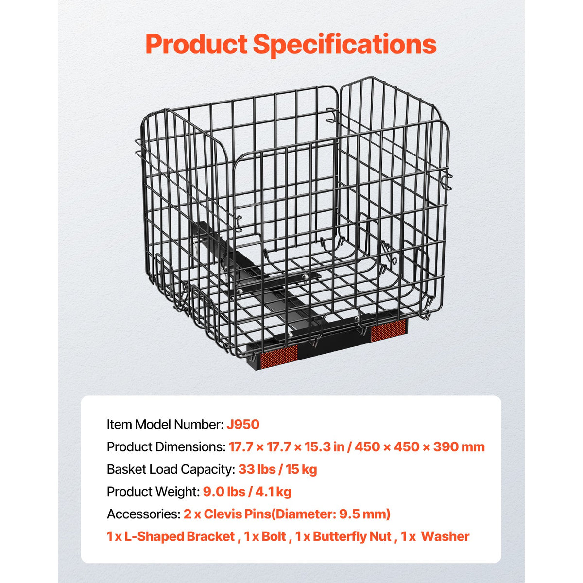 Mobility Scooter Rear Basket Folding Cargo Basket 33 lbs Capacity