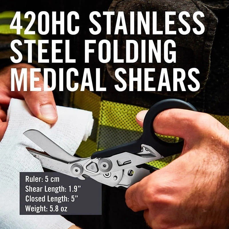 6-in-1 Foldable Trauma Shears with Holster - Emergency Medical Scissors