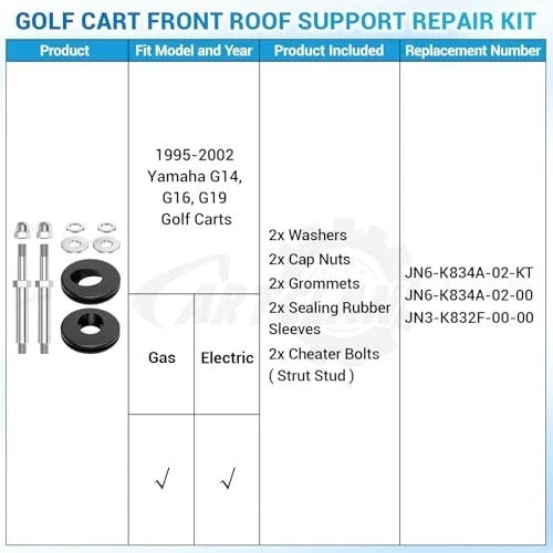 Golf Cart Roof Support Fixing Screws Nuts Washers Set for Yamaha G14 G16 G19
